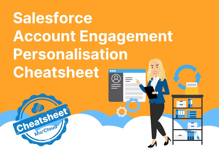 eBook cover with text Salesforce Account Engagement Personalisation Cheatsheet