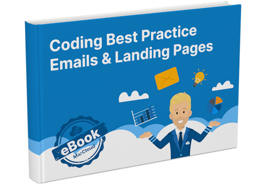 3D eBook cover with text Coding Best Practices Email & Landing Pages