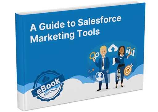 3D eBook cover with text A Guide to Salesforce Marketing Tools