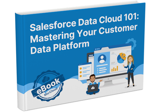 3D eBook cover with text Salesforce Data Cloud 101: Mastering Your Customer Data Platform