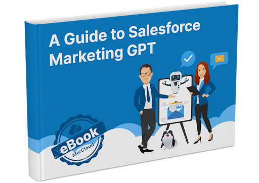 3D eBook cover with text A Guide to Salesforce Marketing GPT