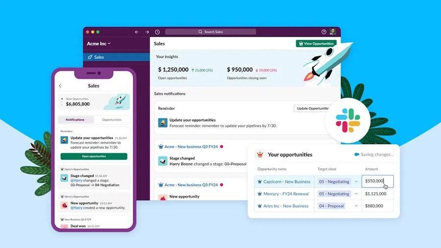 Screenshot of Slack Sales Elevate dashboards