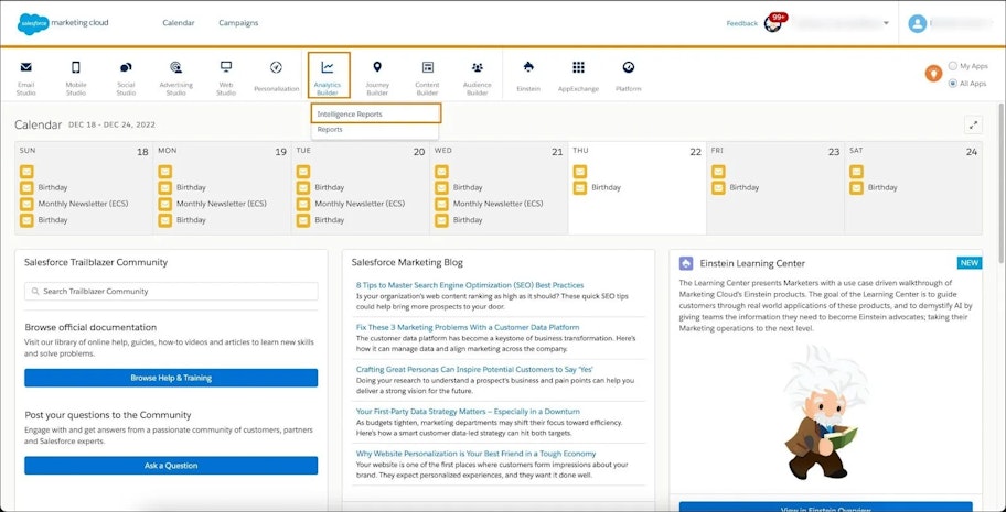 Marketing Cloud Intelligence reports
