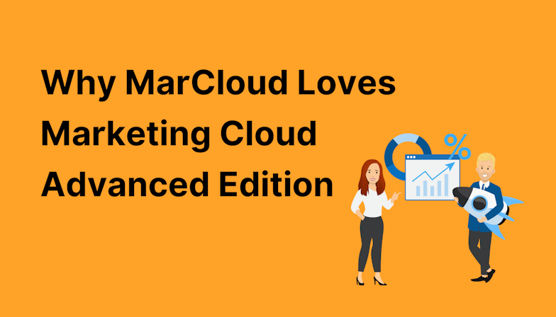 Coloured background with text Why MarCloud Loves Marketing Cloud Edition