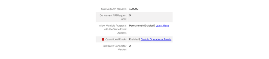 Screenshot of the max daily API requests settings in MCAE