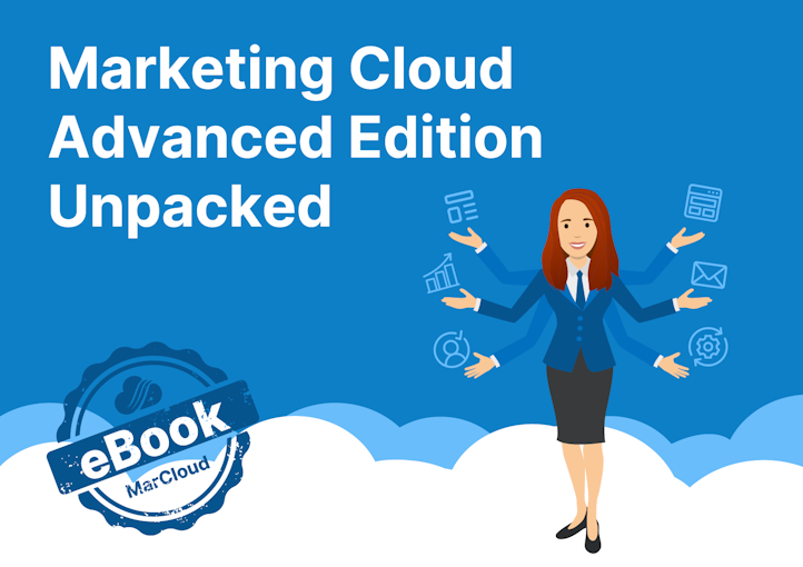 eBook cover with text Marketing Cloud Advanced Edition Unpacked