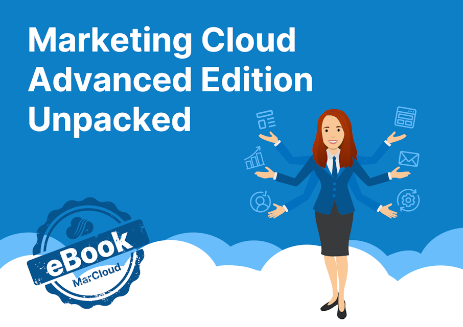 eBook cover with text Marketing Cloud Advanced Edition Unpacked