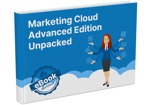 eBook cover with title Marketing Cloud Advanced Edition Unpacked