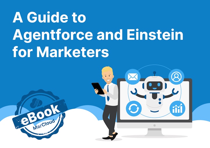 eBook cover with text A Guide to Agentforce and Einstein for Marketers