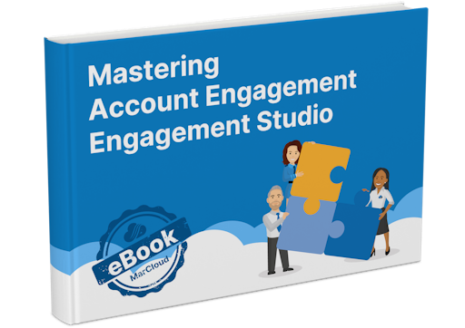 3D eBook cover with text Mastering Pardot Engagement Studio