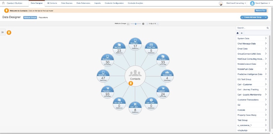 Screenshot of Marketing Cloud Contact Builder module