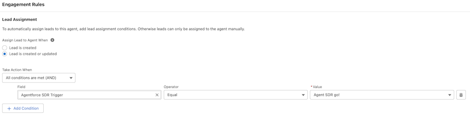Screenshot of SDR Agent trigger