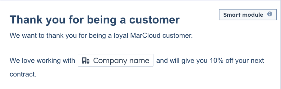 Screenshot of an email with dynamic content embedded