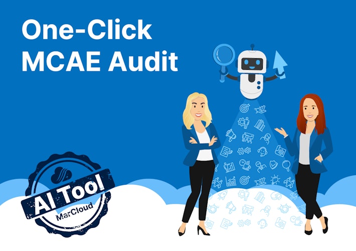 Coloured background with text One-Click MCAE Audit