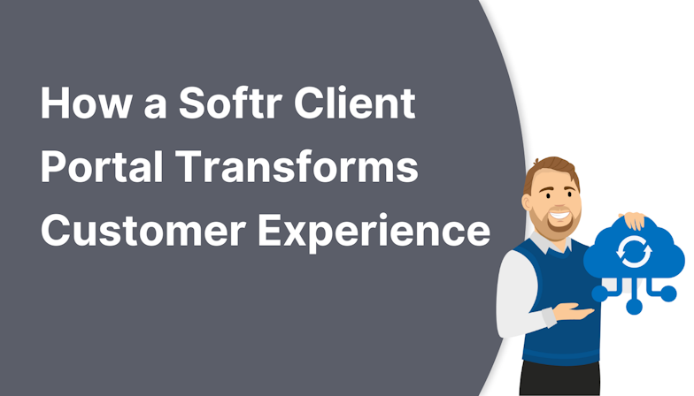Coloured background with text How a Softr Client Portal Transforms Customer Experience
