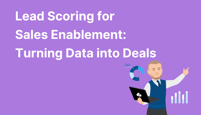Coloured background with text Lead Scoring for Sales Enablement: Turning Data into Deals