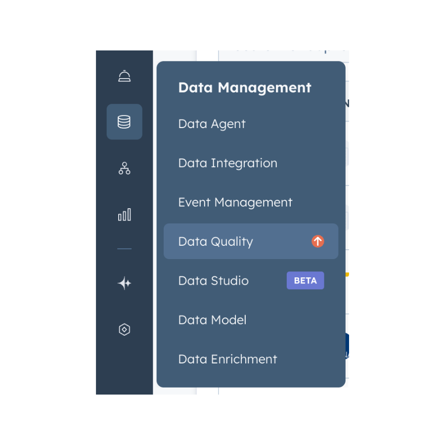 Screenshot of HubSpot Data Management and Data Quality feature
