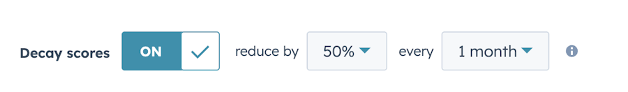 Screenshot of HubSpot time decay setting