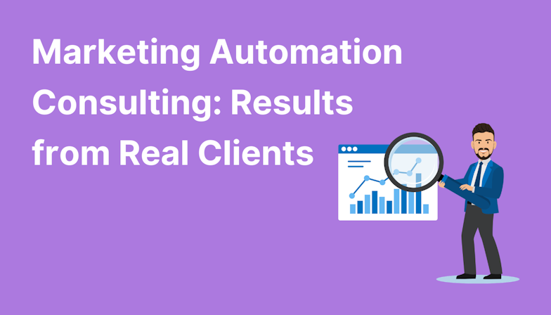 Coloured background with text Marketing Automation Consulting: Results from Real Clients