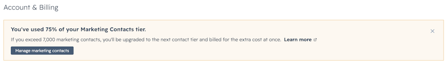 Screenshot of Account & Billing contacts banner