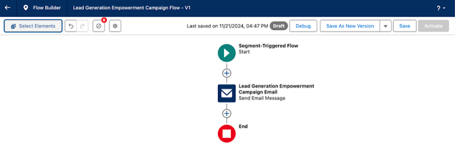 Screenshot of Marketing Cloud Advanced Flow Builder