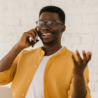 Man calling and smiling