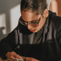 Woman looking at phone