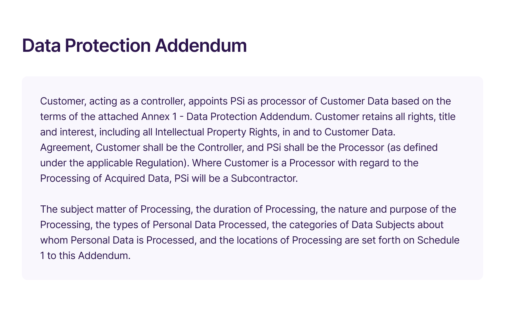 Data Protection Addendum