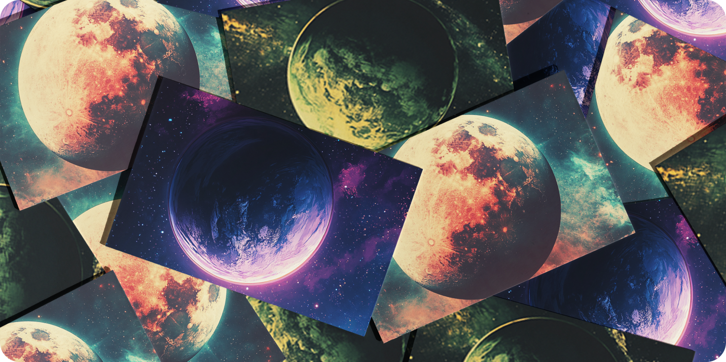 Deck of cards with planets