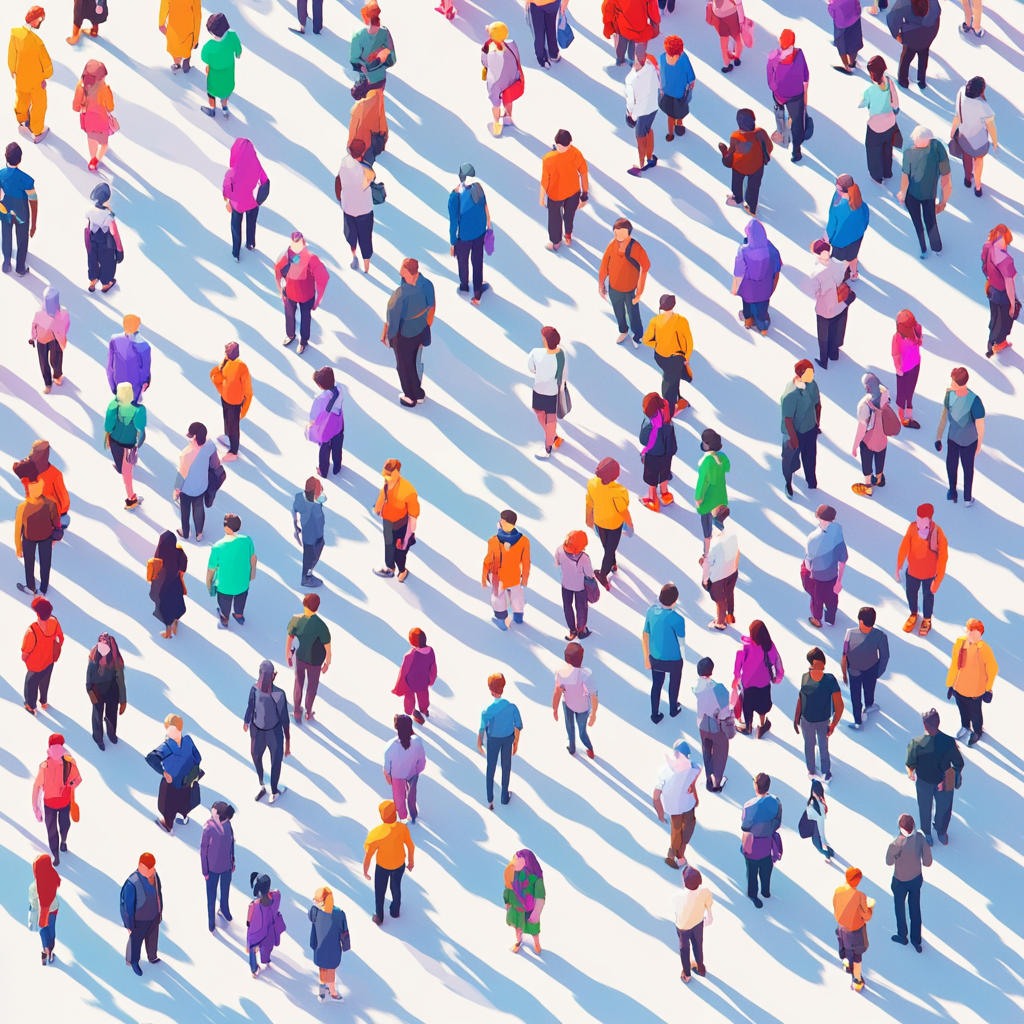 A crowd of people illustration