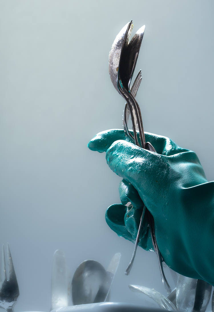 product fotografie hygiene vaatwas professionele reiniging en ontvetten bestek