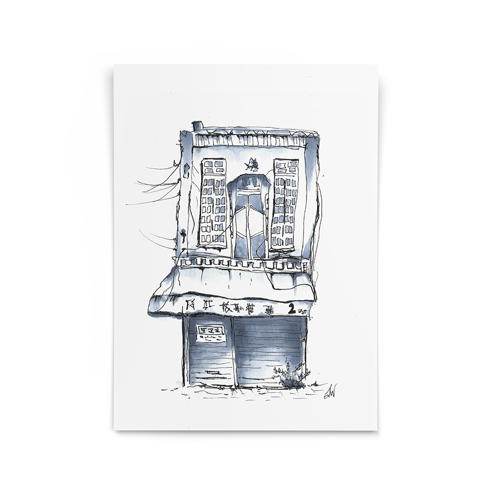 Illustration little houses copic markers and fineliner drawing