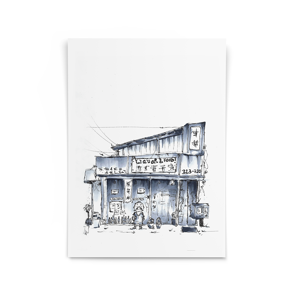 Illustration little houses copic markers and fineliner drawing chinese store