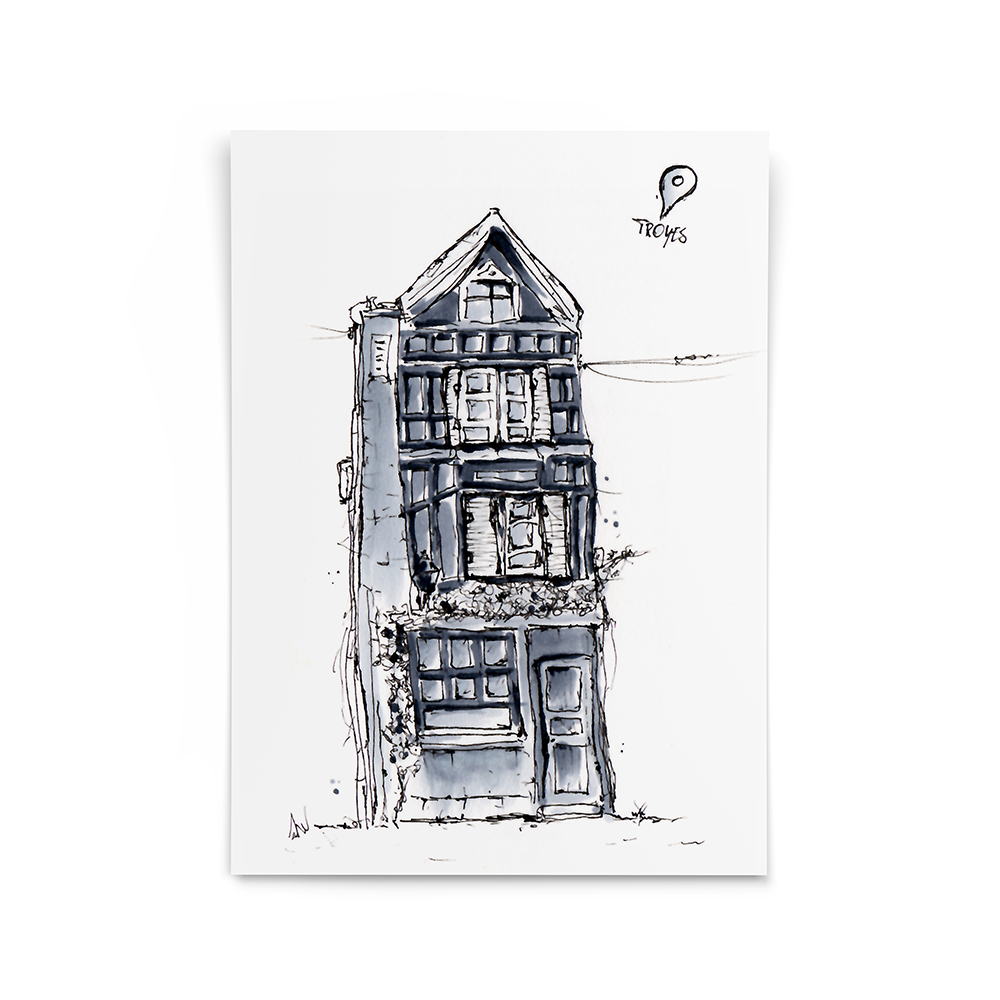 Illustration little houses copic markers and fineliner drawing troyes france