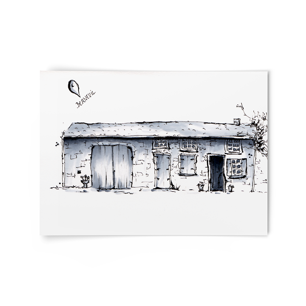 Illustration little houses copic markers and fineliner drawing berneuil france