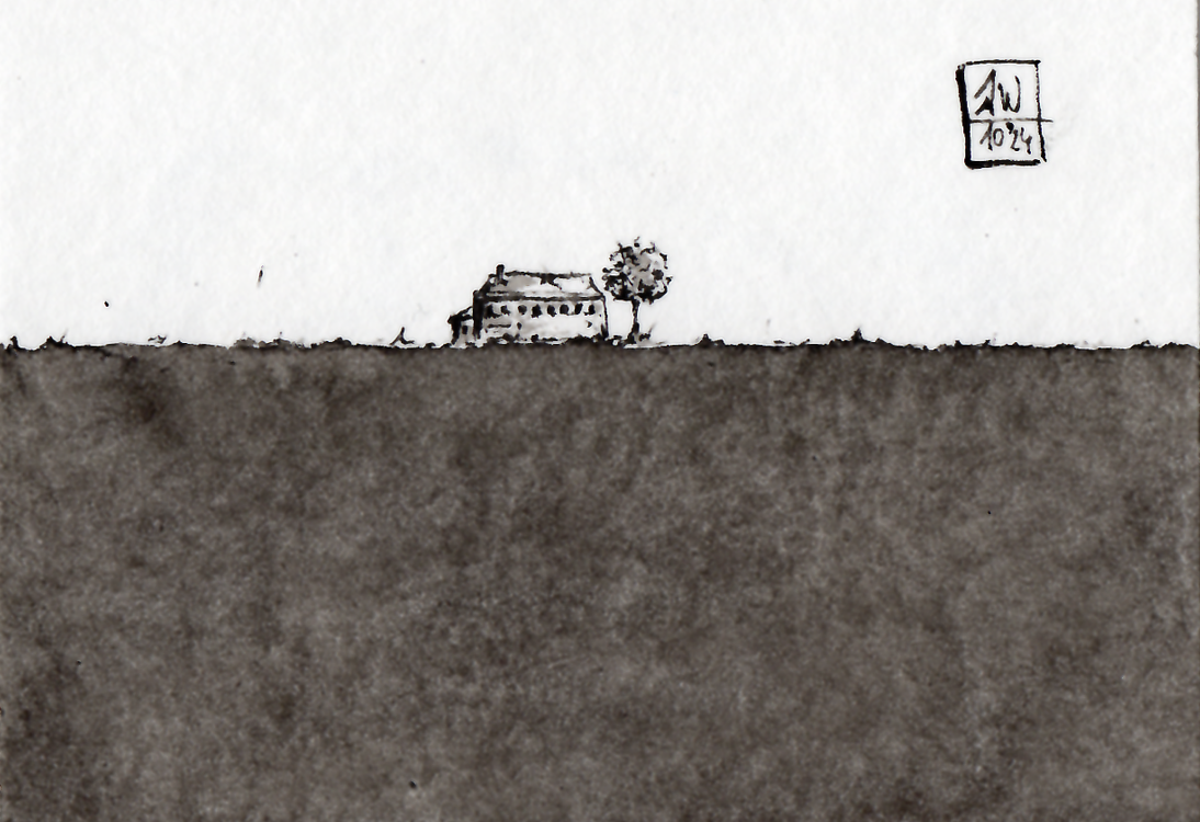 illustratie pentekening inkt drawing splash black and white indian ink japanese brush illustration fineliner hahnemule house
