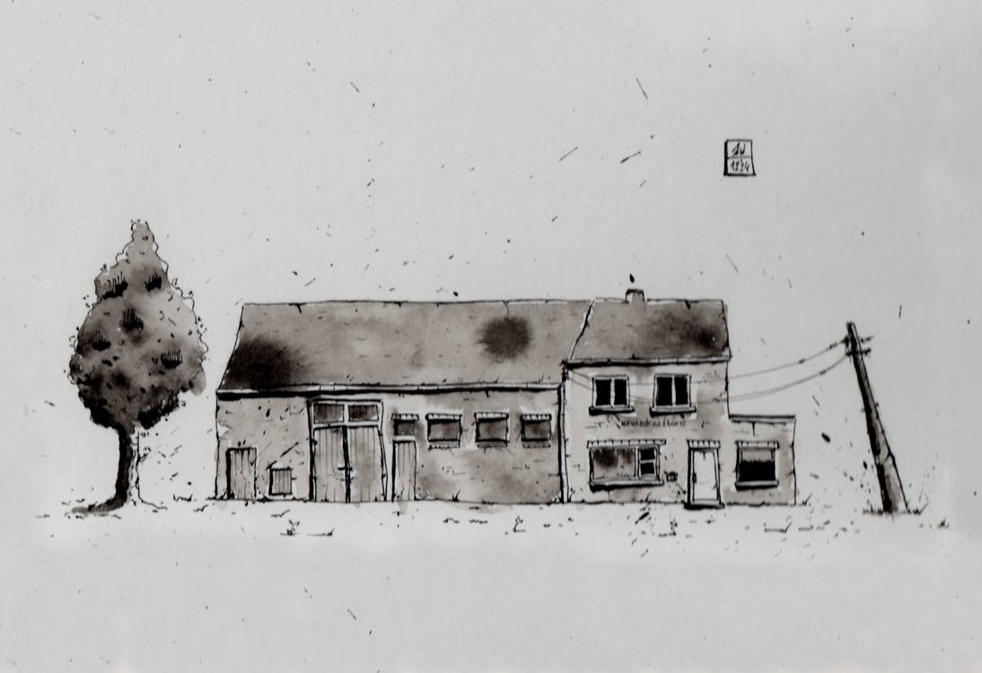 illustratie pentekening inkt drawing splash black and white indian ink japanese brush illustration fineliner hahnemule boerderij farm