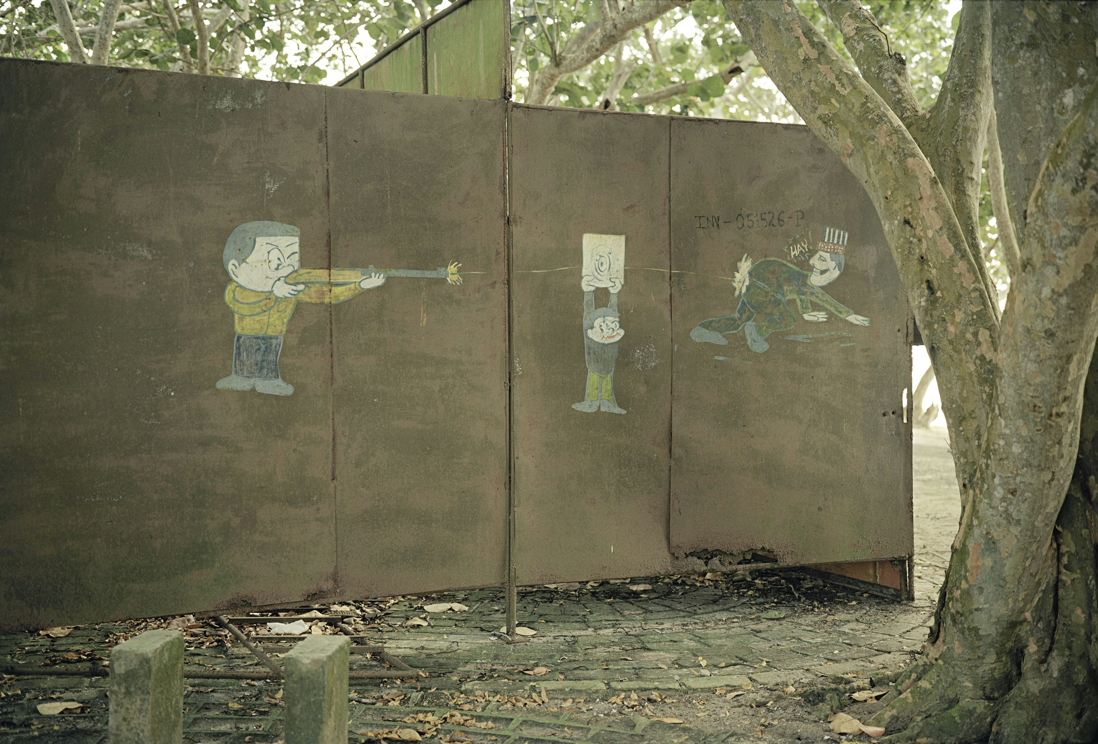 A mural covers a bathhouse at a beach located on the peninsula of Playa Giron, where the Bay of Pigs invasion took place.