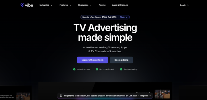 Vibe homepage