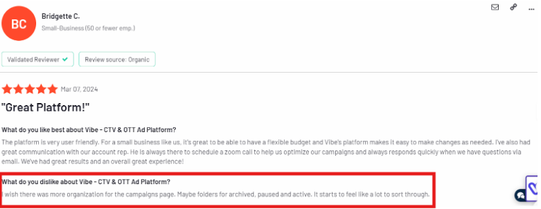 VIBE review on G2
