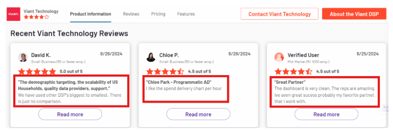 Viant Technology review on G2