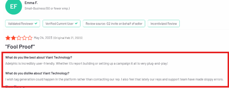 Viant Technology review on G2
