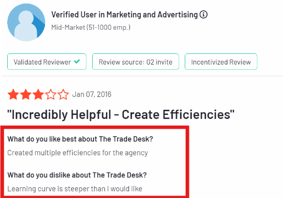 TradeDesk review on G2