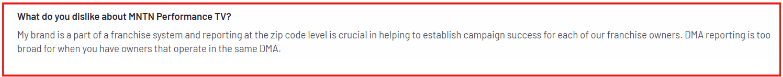 User review of MNTN’s limited reporting options
