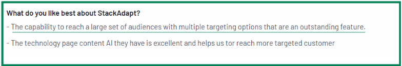 User review about StackAdapt
