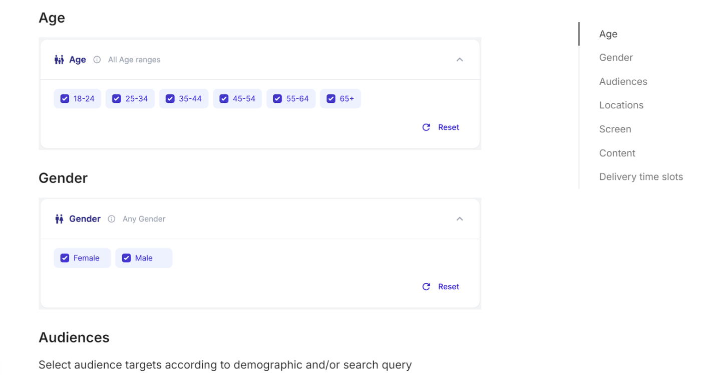 demographic targeting features