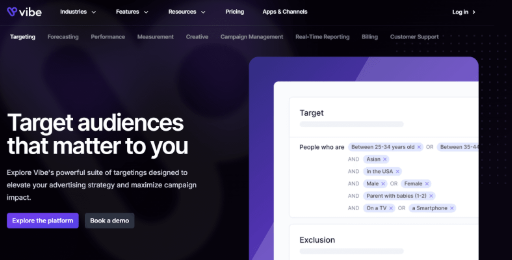 Vibe.co targeting feature