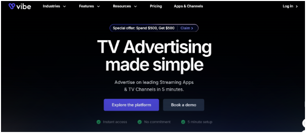 Vibe homepage