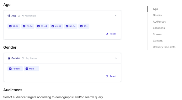 Vibe demographic targeting features