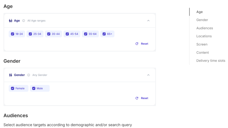 Vibe demographic targeting features